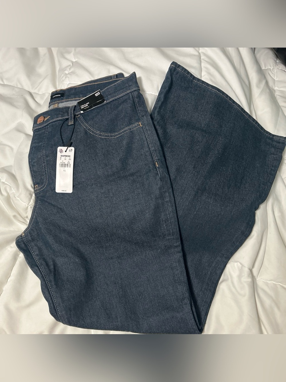 Express mid -Rise 70s Flare-Leg Jeans in Dark Indigo